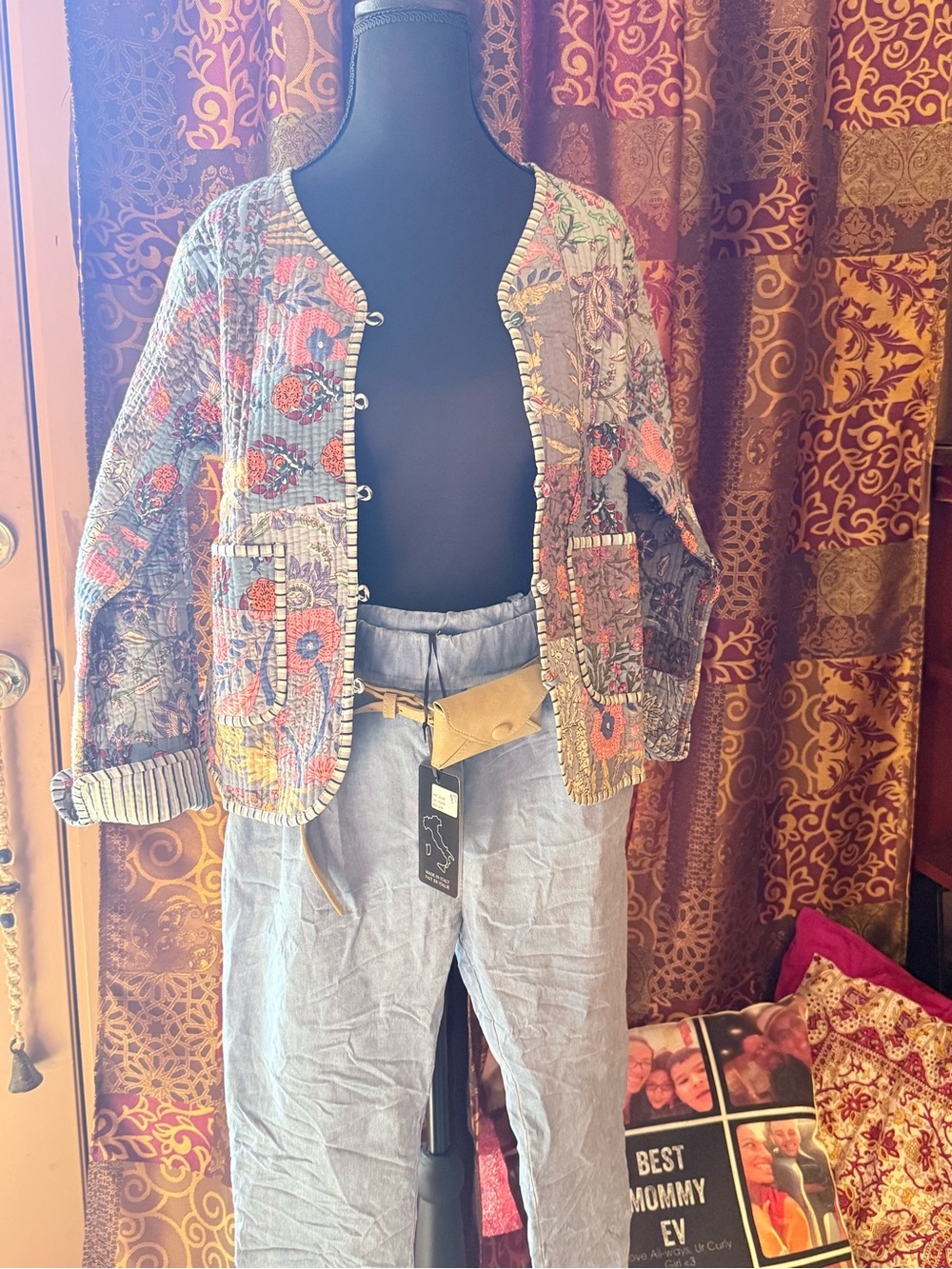 Bella Amore Italian Jeans and Floral Quilted Blazer